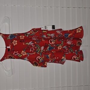 Floral Red Sleeveless Blouse